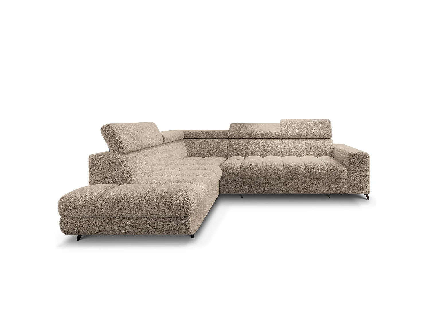 Hoekbank MORIVA, met slaapfunctie, Boucléstof Beige