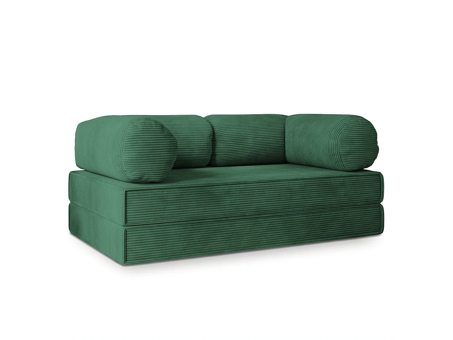 Canapé compressé ALVIO sans cadre métallique, Velours côtelé POSO, Vert