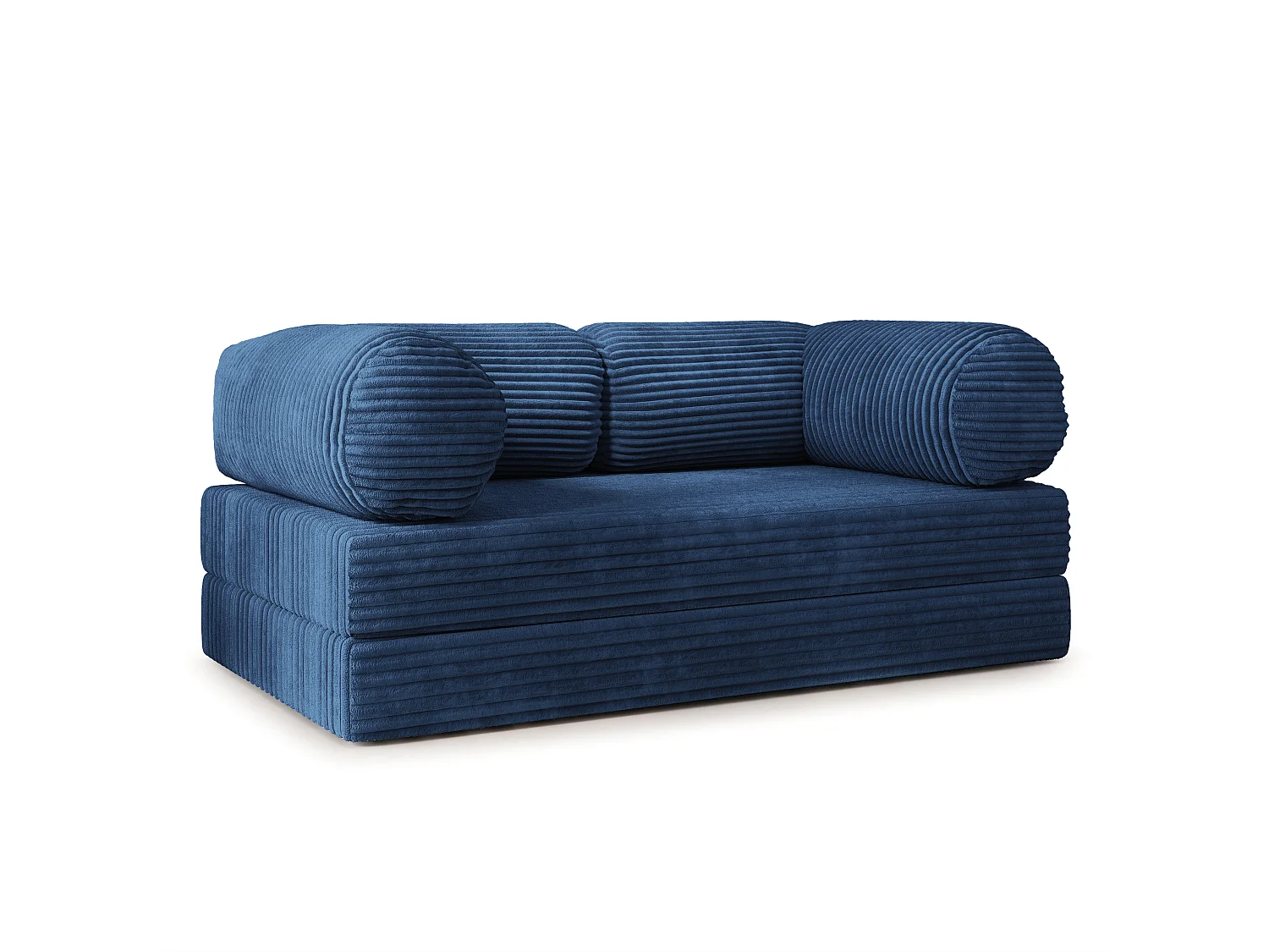 Canapé compressé ALVIO sans cadre métallique, Velours côtelé TILIA, Bleu