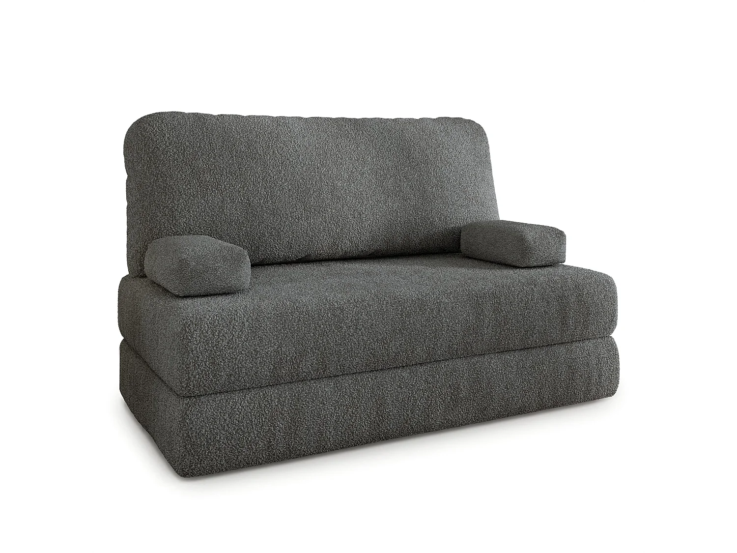 Canapé compressé KESTE sans cadre métallique, Tissu bouclé, Gris