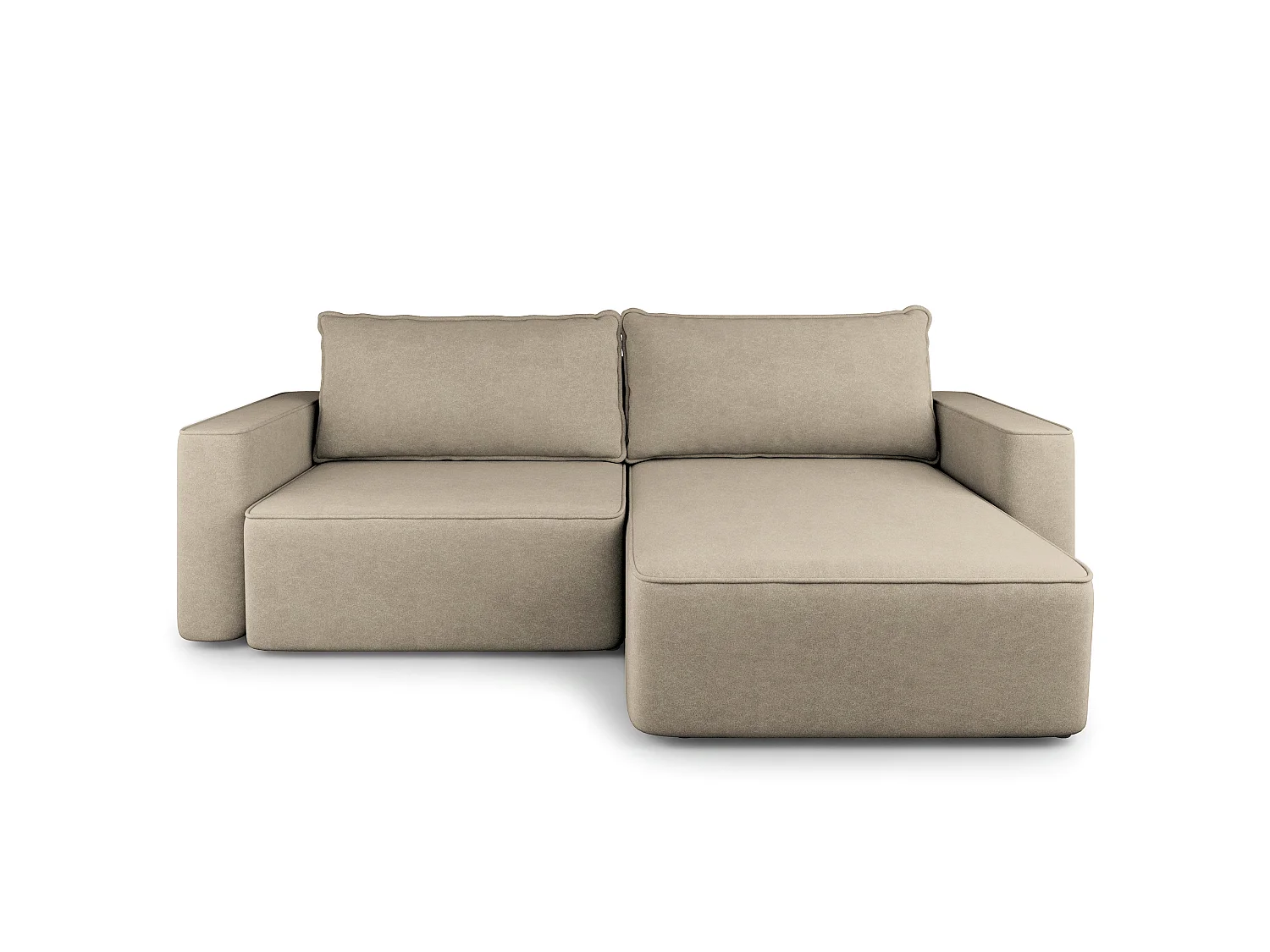 Hoekbank BELISE, met slaapfunctie, Fluweelstof Beige