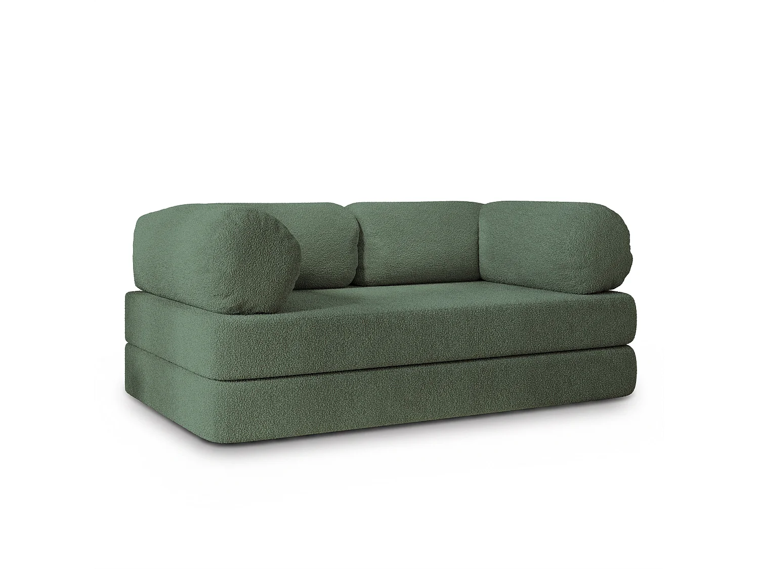 Canapé compressé EIREN sans cadre métallique, Tissu bouclé, Vert