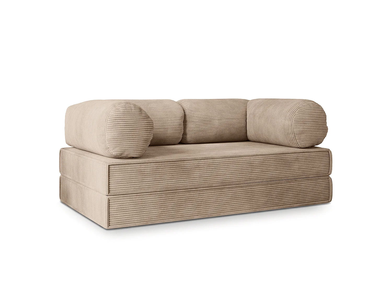 Canapé compressé ALVIO sans cadre métallique, Velours côtelé POSO, Beige
