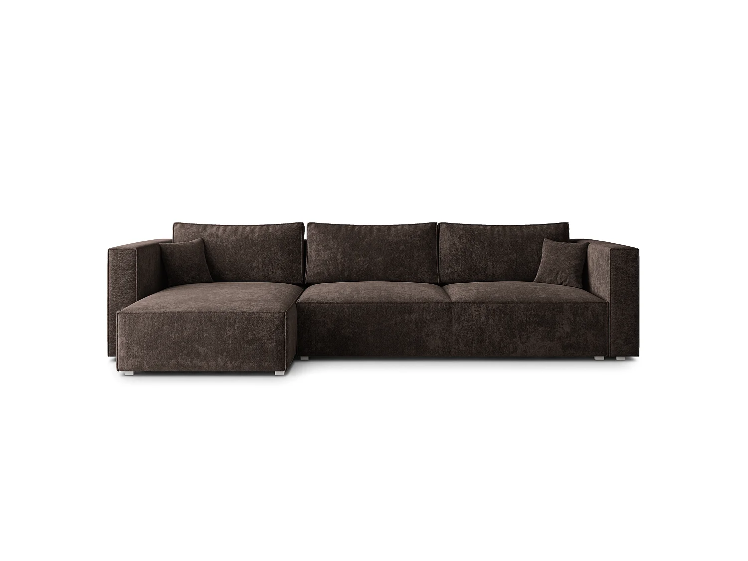 Hoekbank TOLMO, met slaapfunctie, Chenille Bruin