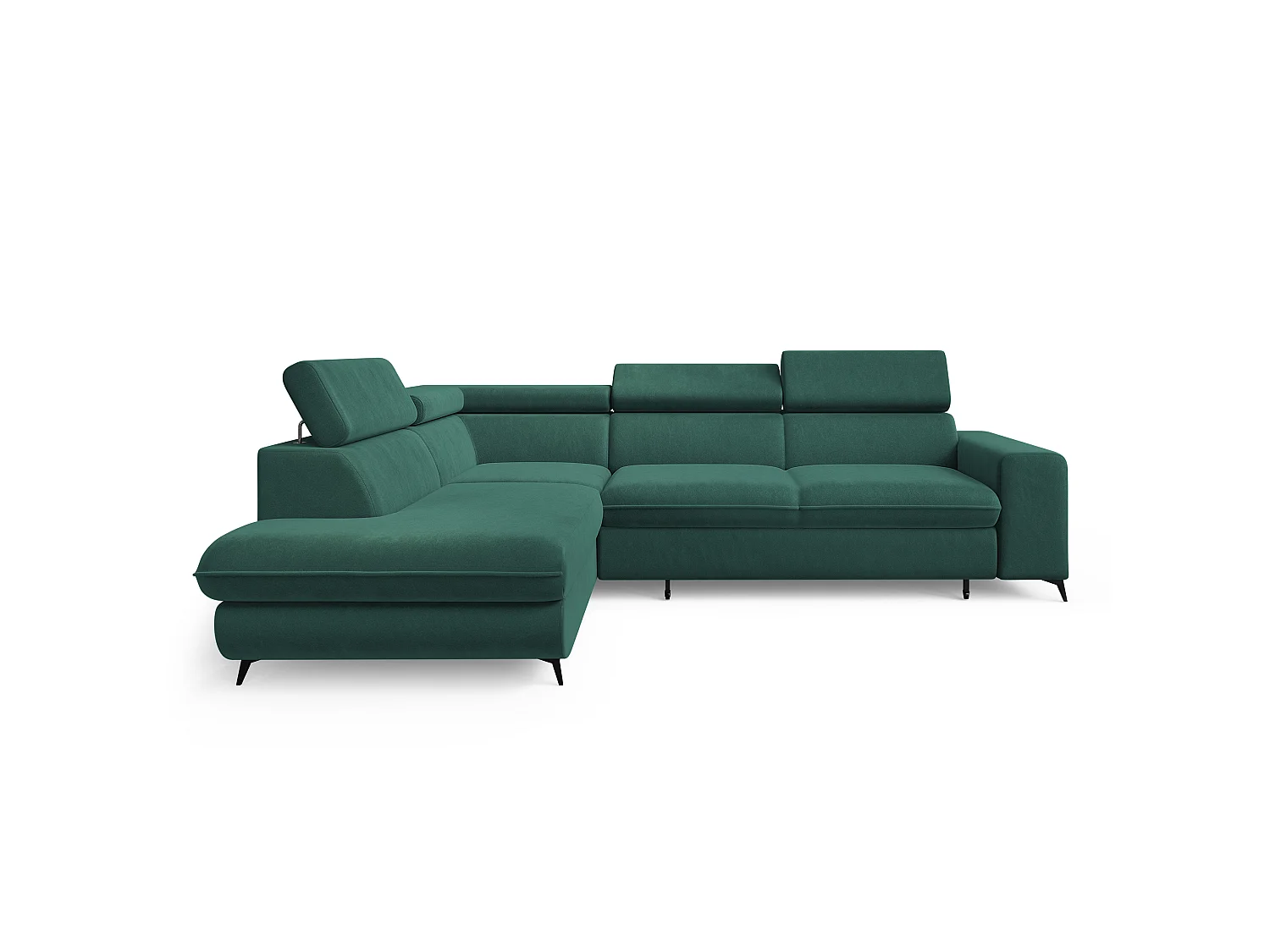 Hoekbank VELISS, met slaapfunctie, Fluweelstof Blauw