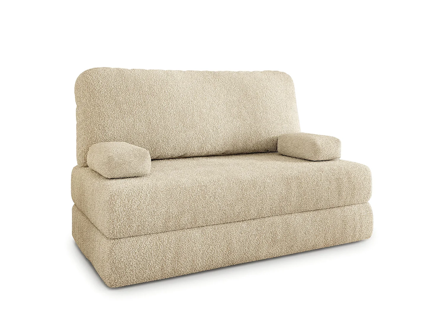 Canapé compressé KESTE sans cadre métallique, Tissu bouclé, Crème