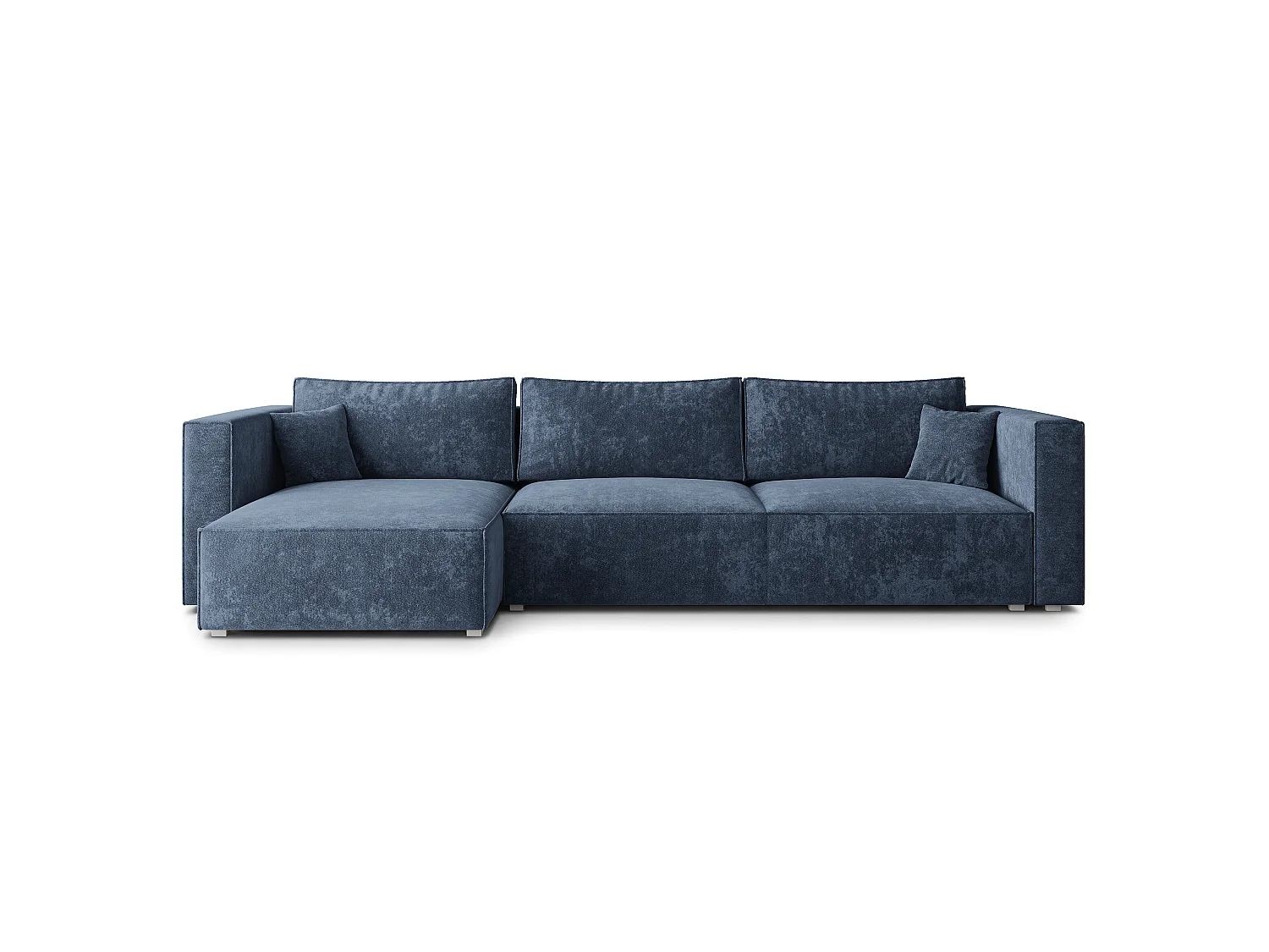 Canapé d'angle TOLMO, avec fonction de couchage, Tissu chenille, Bleu