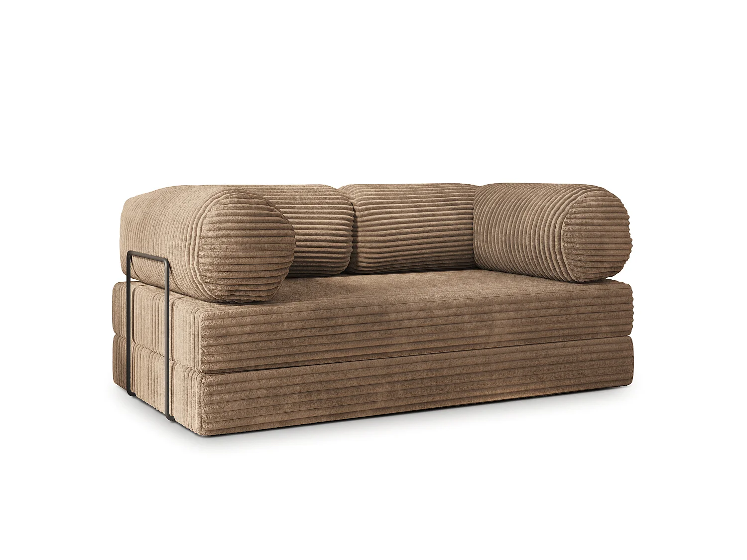 Canapé compressé ALVIO avec cadre métallique, Velours côtelé TILIA, Beige