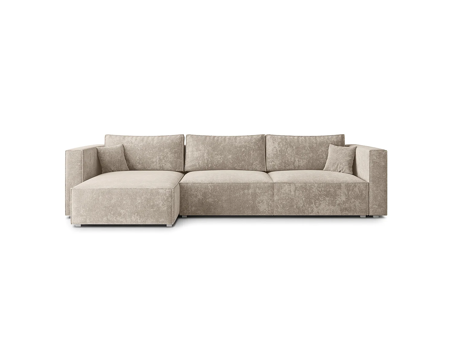 Hoekbank TOLMO, met slaapfunctie, Chenille Crème
