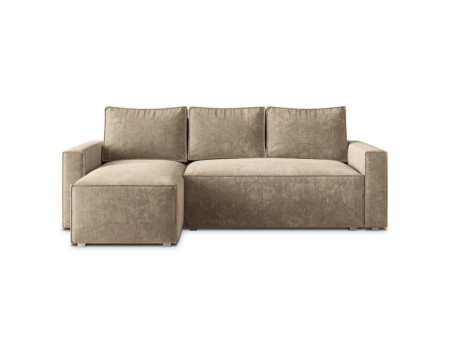 Hoekbank POTARO, met slaapfunctie, Chenille Beige