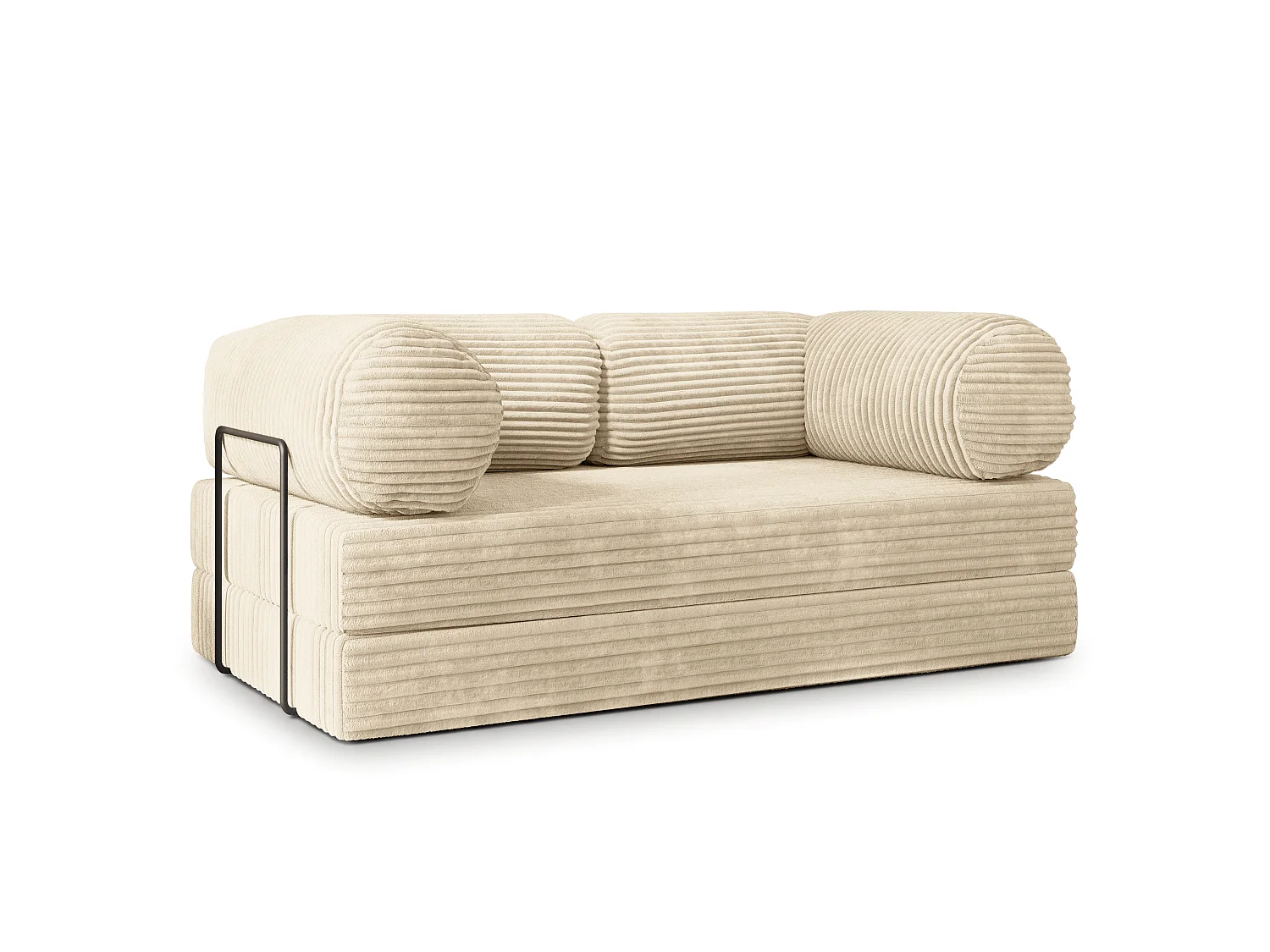 Canapé compressé ALVIO avec cadre métallique, Velours côtelé TILIA, Crème