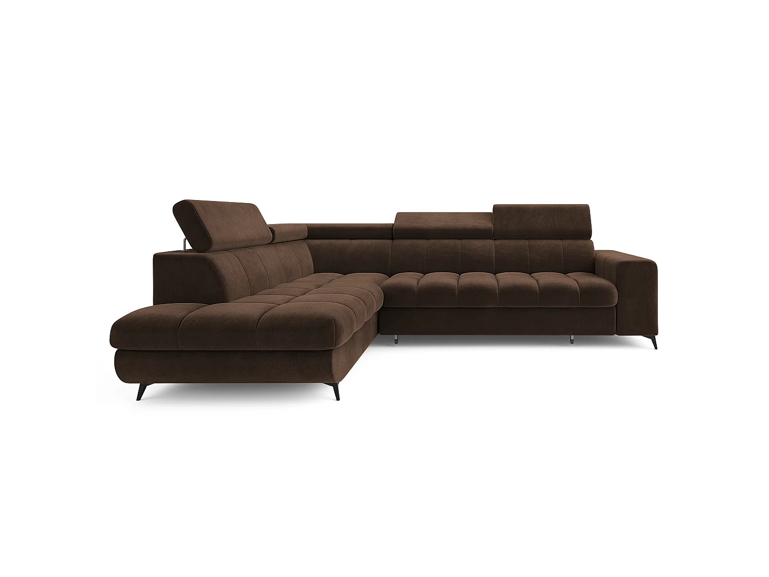 Hoekbank MORIVA, met slaapfunctie, Veloursstof Bruin