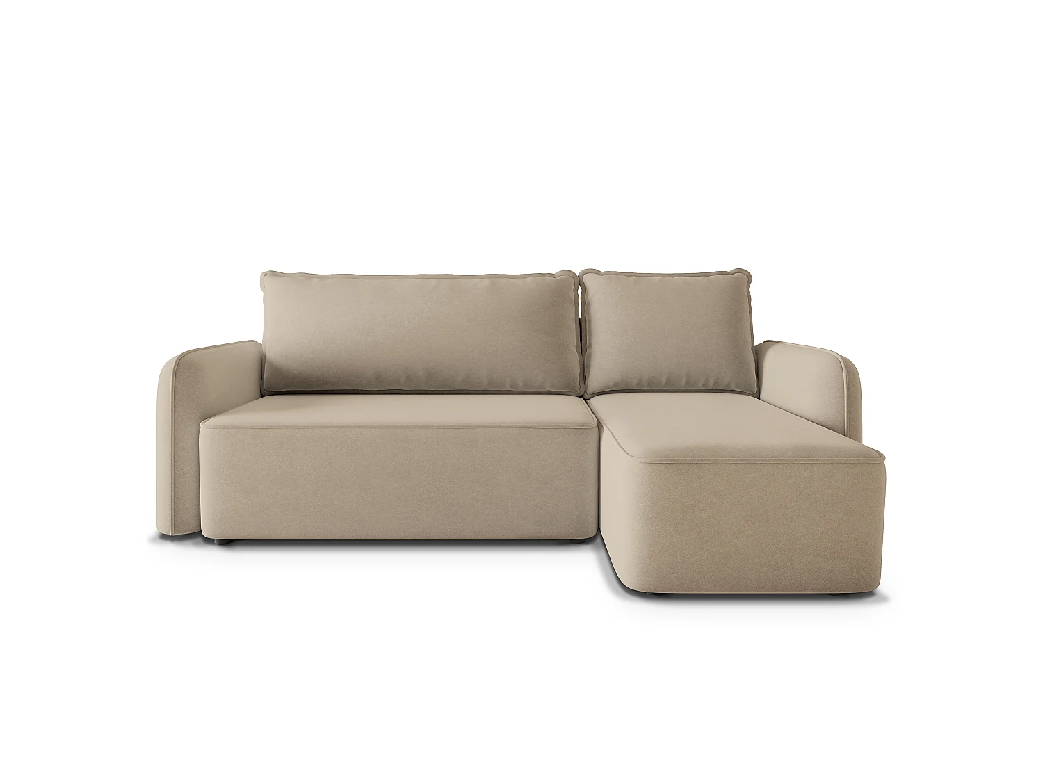 Hoekbank DOLVER, met slaapfunctie, Fluweelstof Beige
