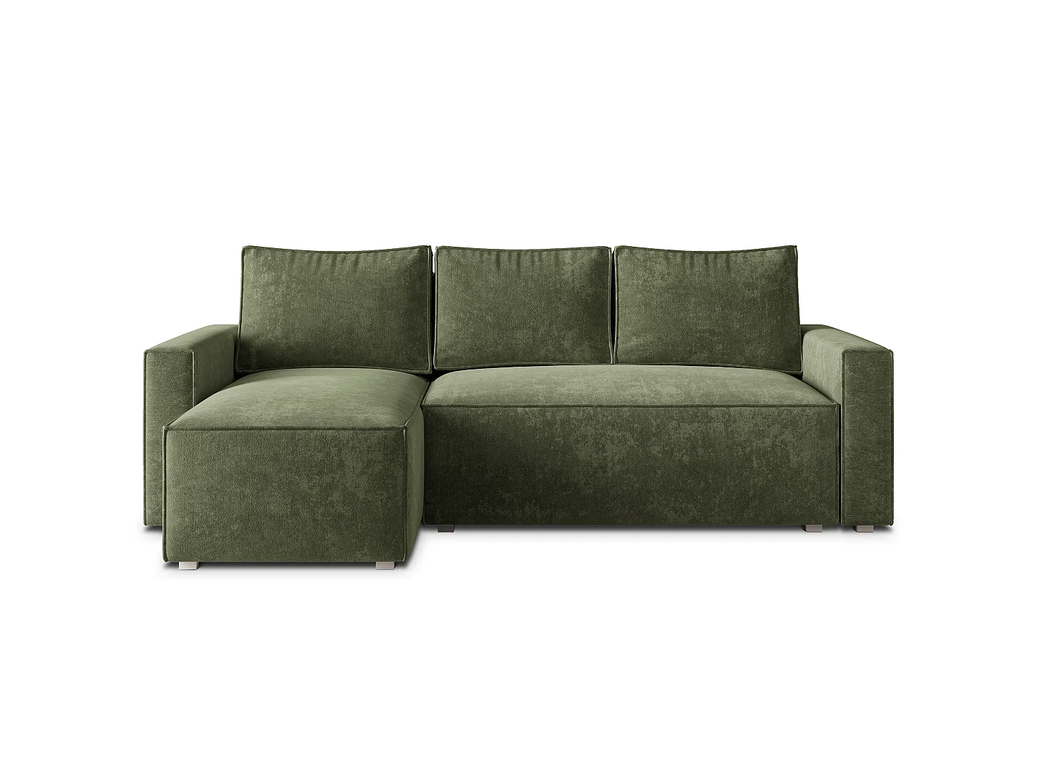 Hoekbank POTARO, met slaapfunctie, Chenille Groen