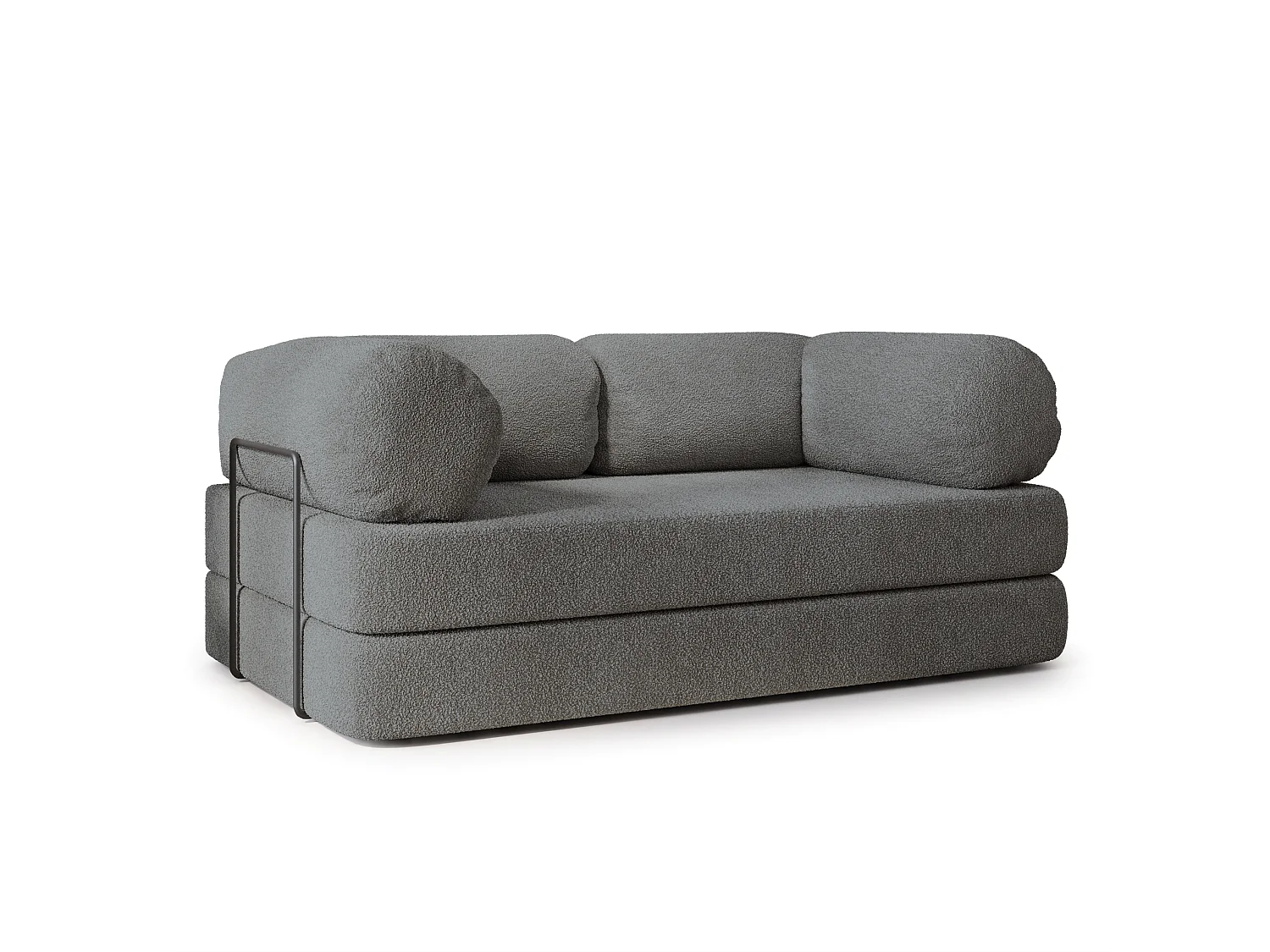 Canapé compressé EIREN avec cadre métallique, Tissu bouclé, Gris