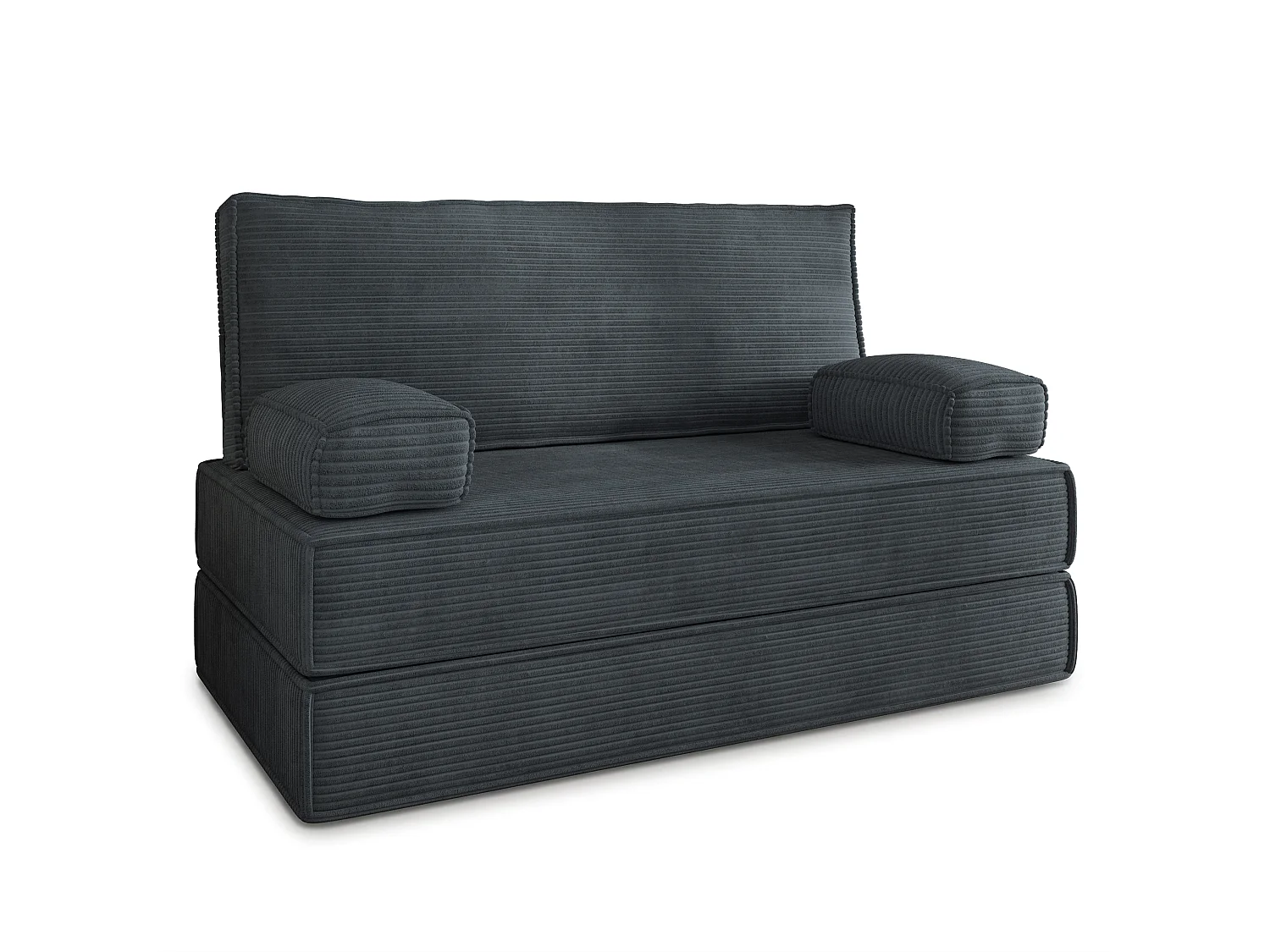 Canapé compressé LADIA sans cadre métallique, Velours côtelé POSO, Anthracite
