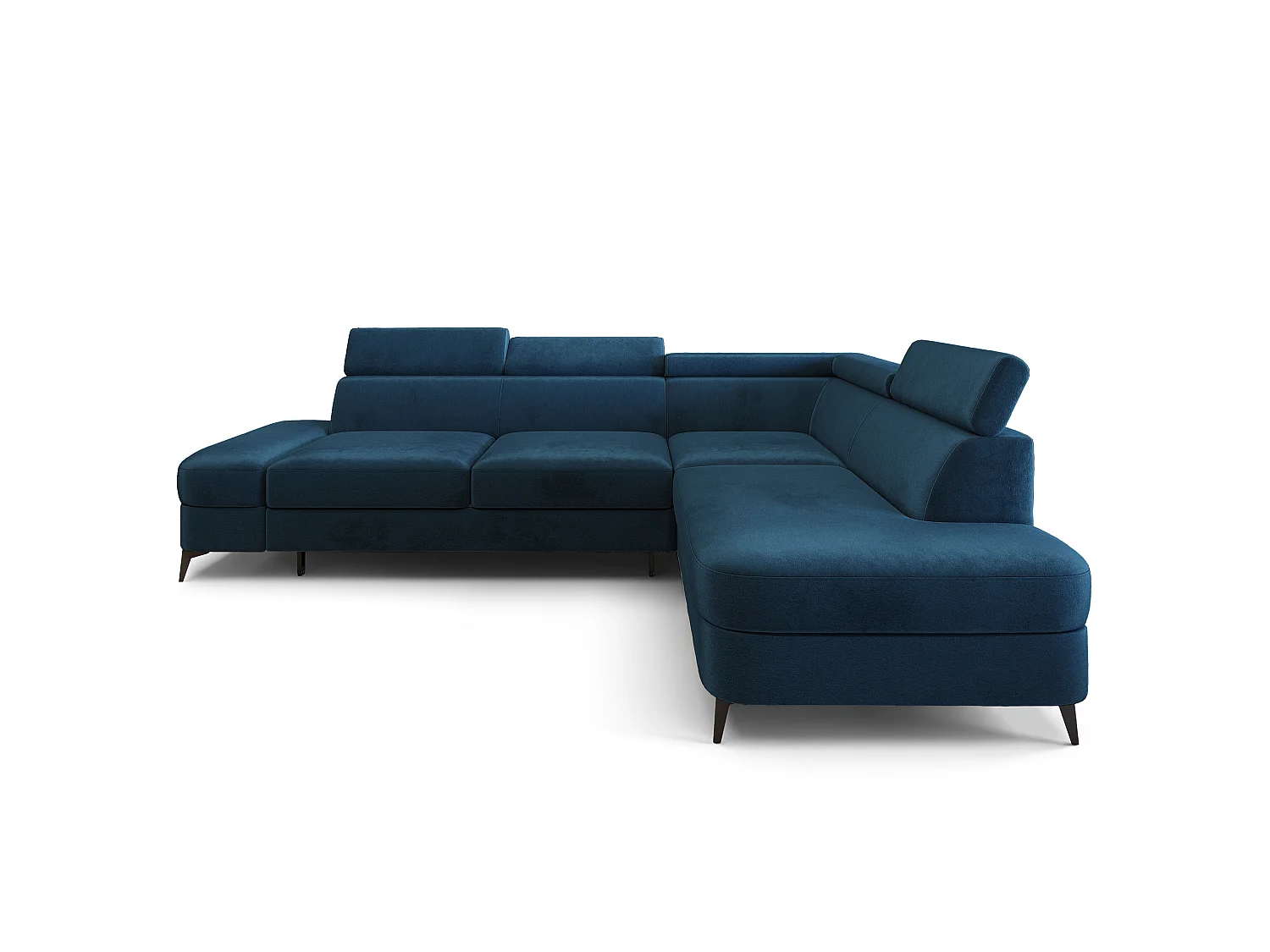 Hoekbank AVISE, met slaapfunctie, Veloursstof Blauw
