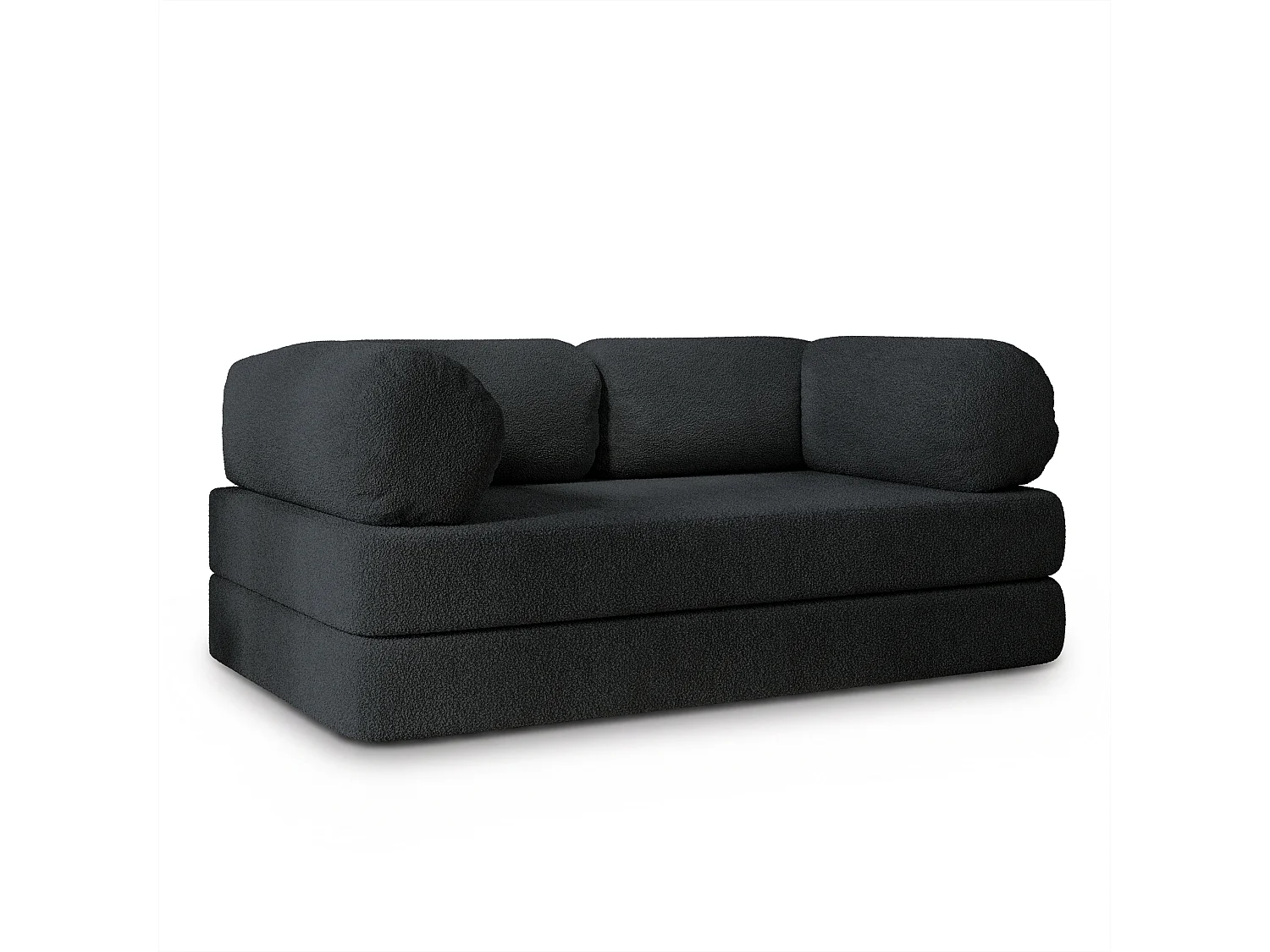Canapé compressé EIREN sans cadre métallique, Tissu bouclé, Noir