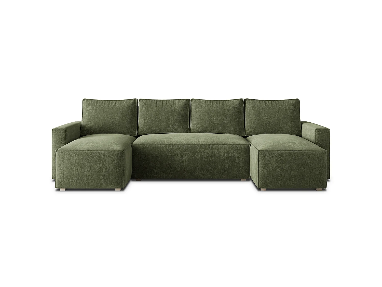 Hoekbank ASPRA, met slaapfunctie, Chenille Groen