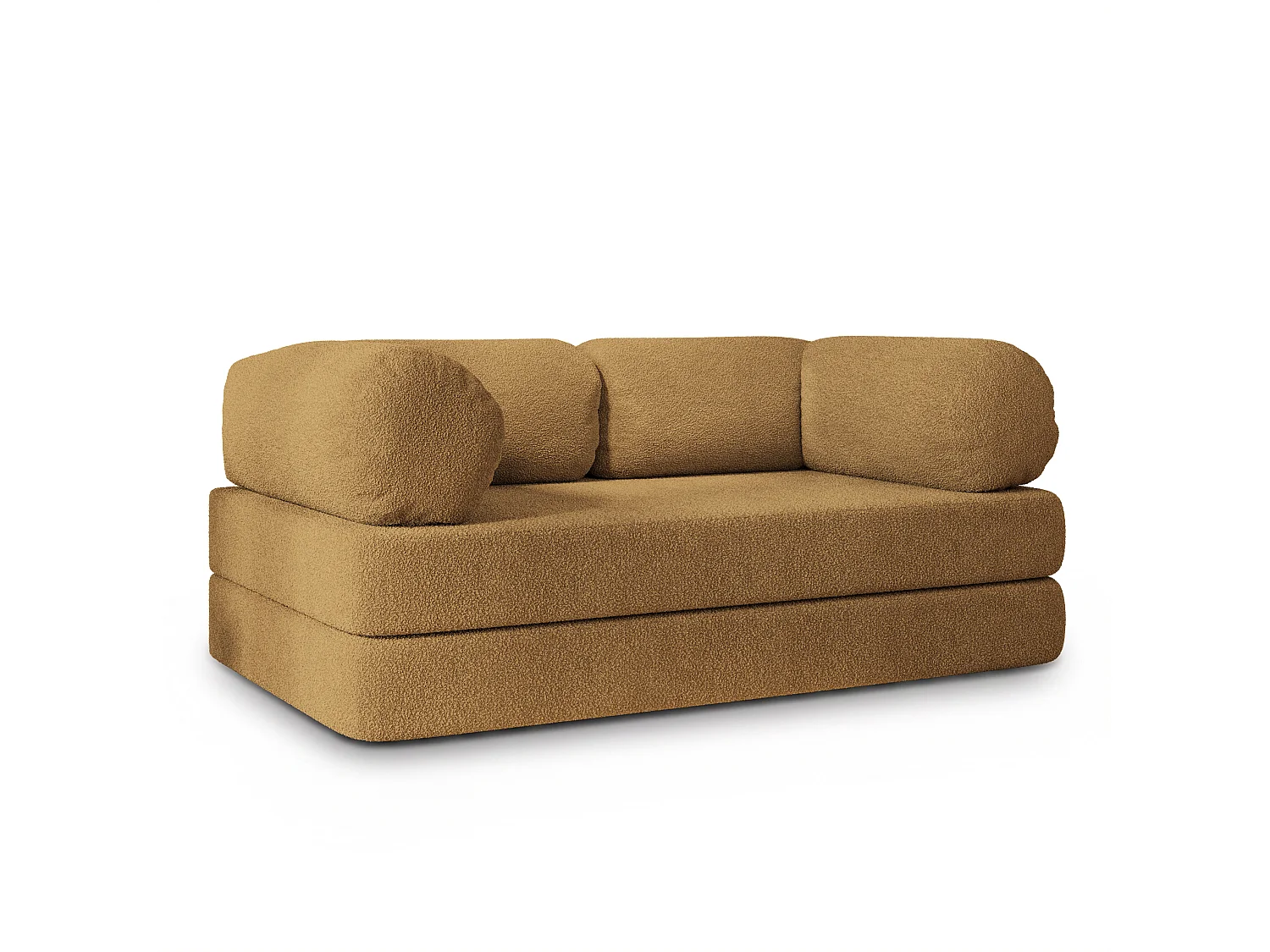 Canapé compressé EIREN sans cadre métallique, Tissu bouclé, Miel