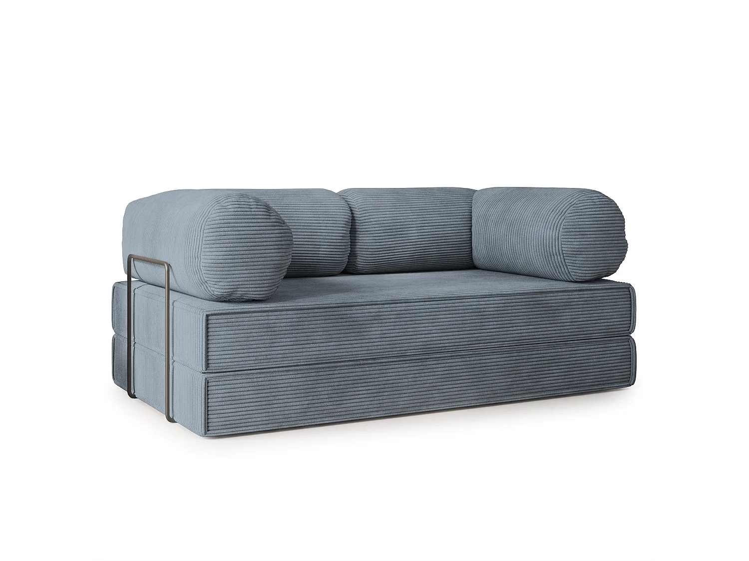 Canapé compressé ALVIO avec cadre métallique, Velours côtelé POSO, Gris