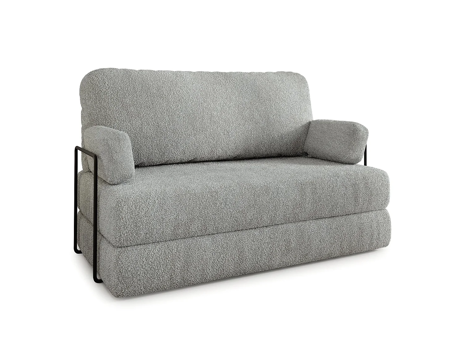 Canapé compressé KESTE avec cadre métallique, Tissu bouclé, Gris clair