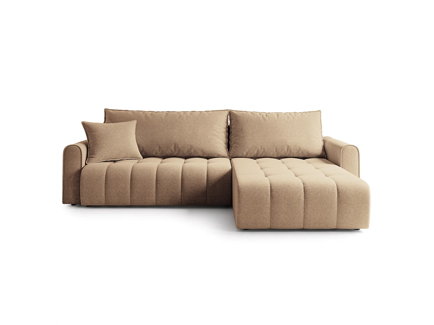 Hoekbank FRIGA, met slaapfunctie, Structuurstof Beige