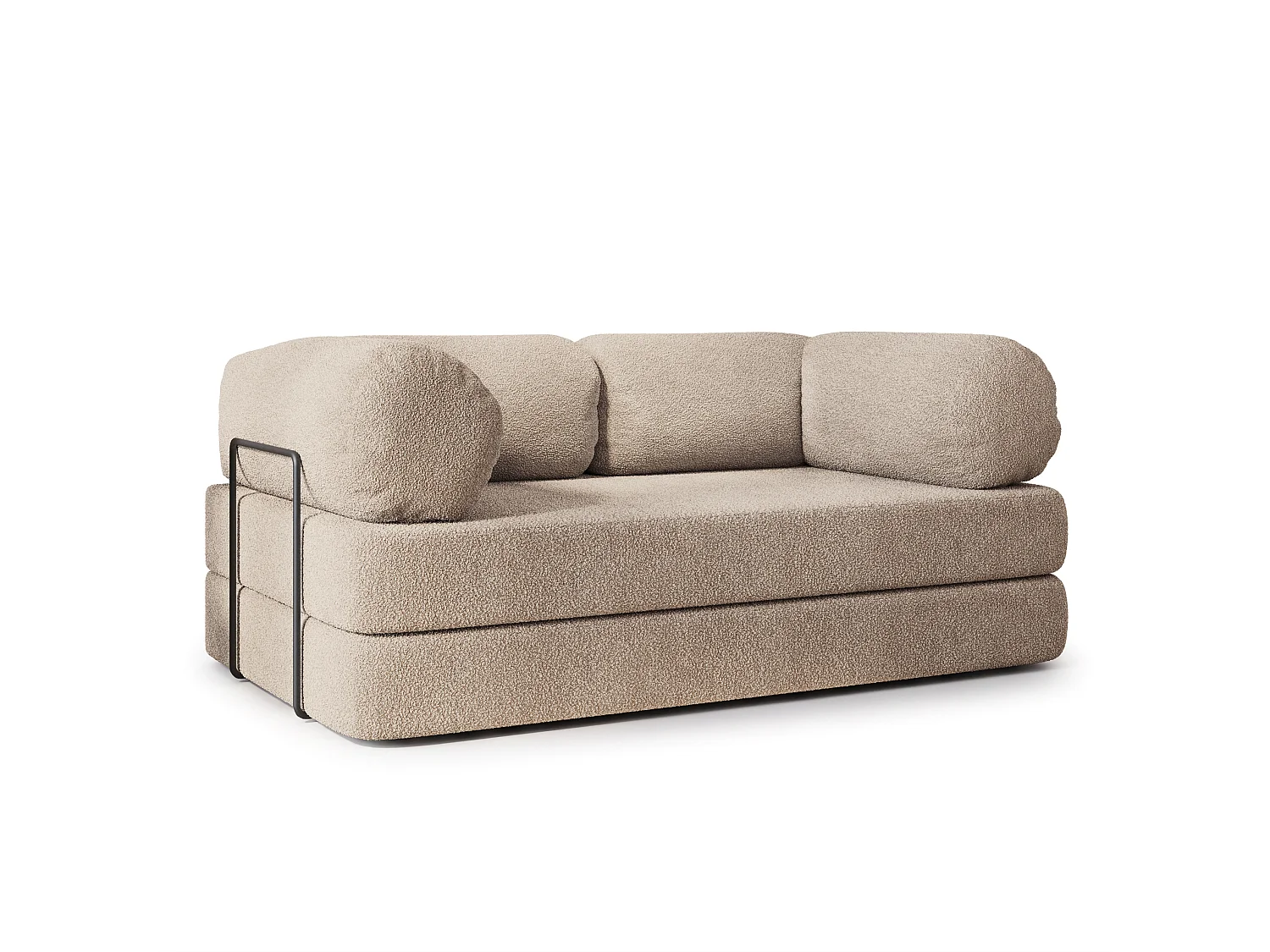 Canapé compressé EIREN avec cadre métallique, Tissu bouclé, Beige