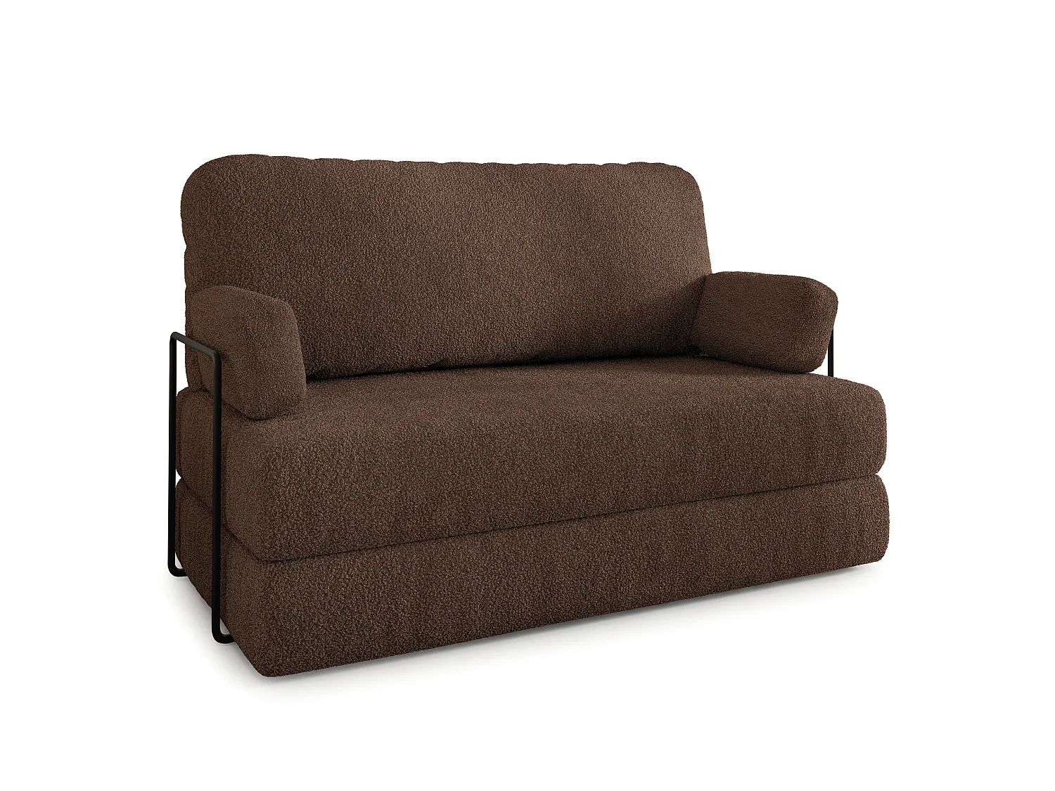 Canapé compressé KESTE avec cadre métallique, Tissu bouclé, Marron