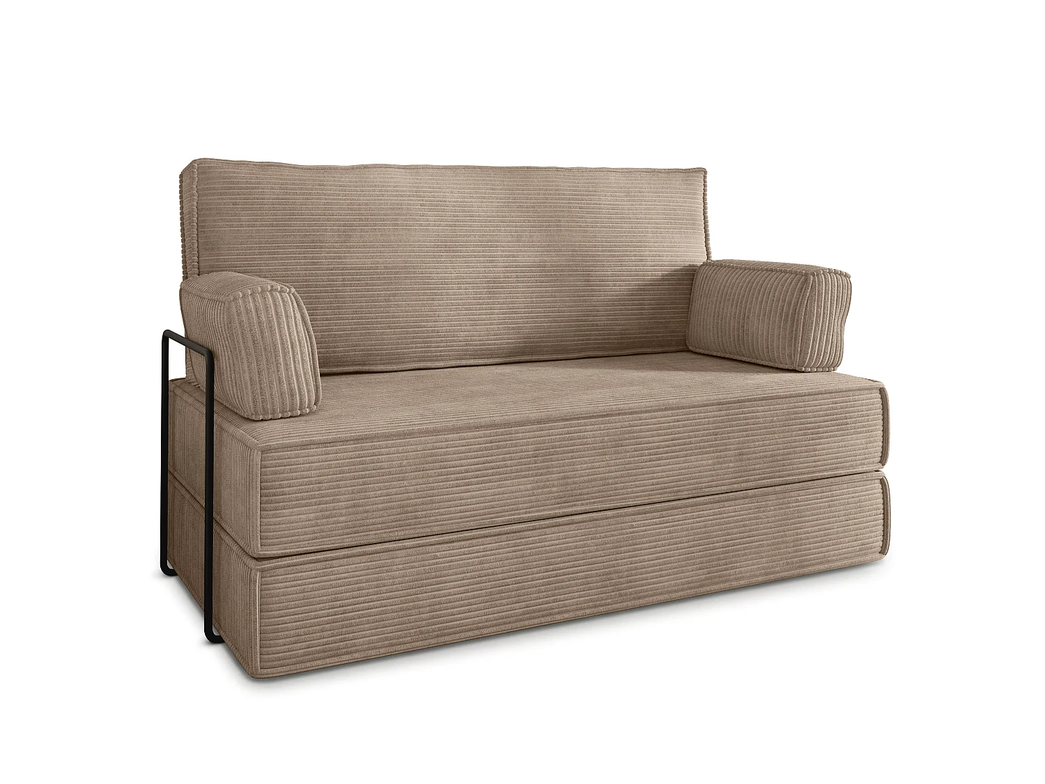 Canapé compressé LADIA avec cadre métallique, Velours côtelé POSO, Beige
