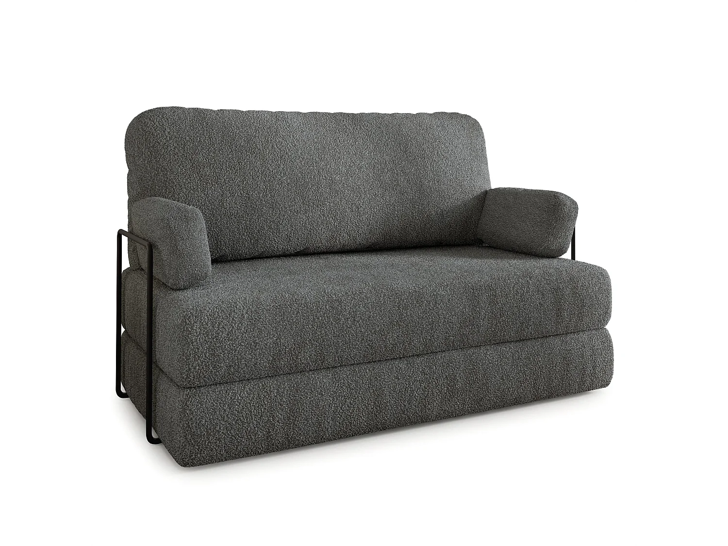 Canapé compressé KESTE avec cadre métallique, Tissu bouclé, Gris