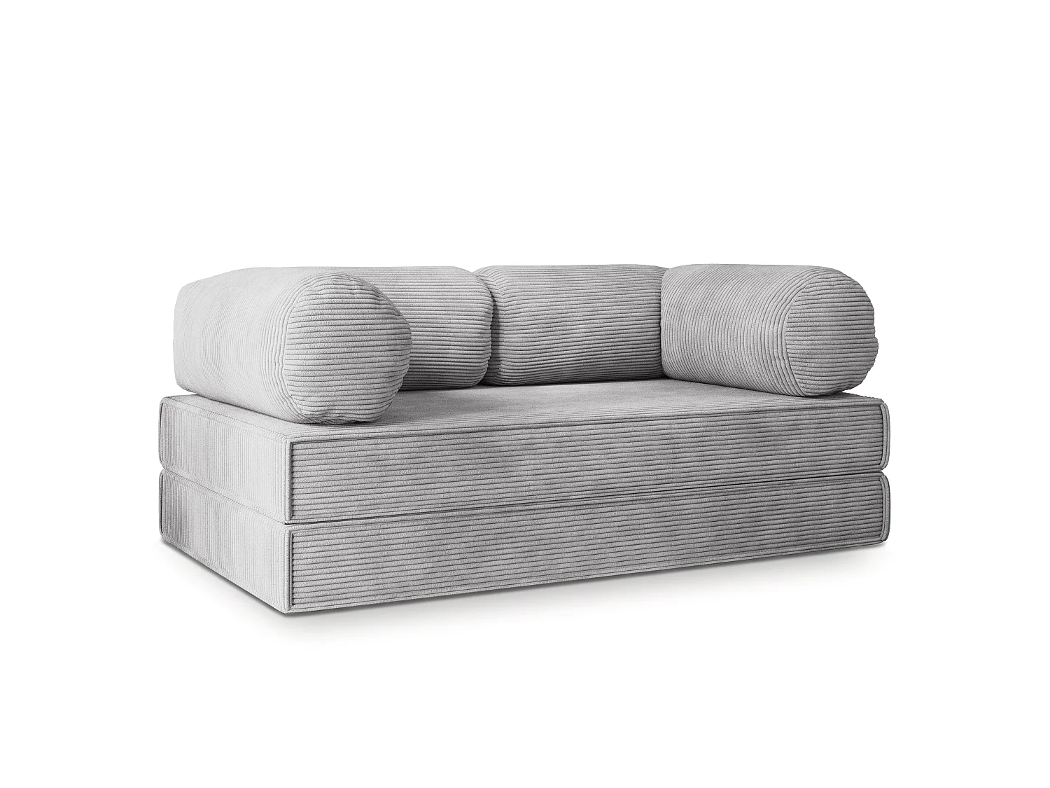 Canapé compressé ALVIO sans cadre métallique, Velours côtelé POSO, Gris clair