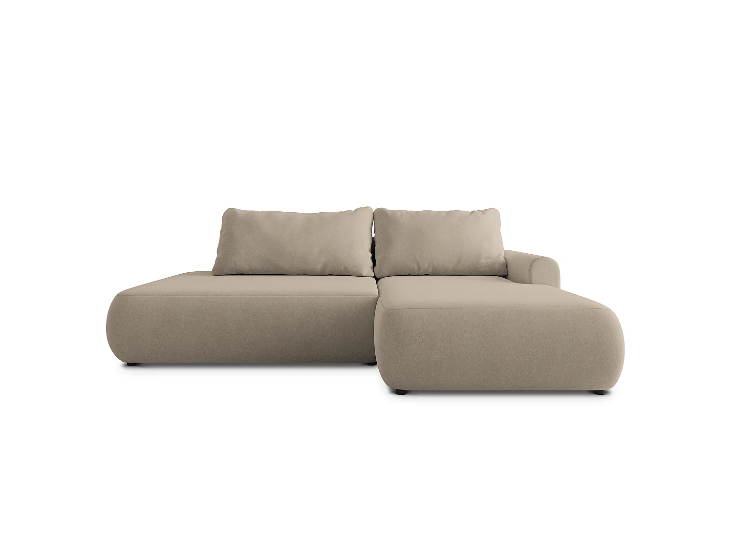 Hoekbank NUVIRA, met slaapfunctie, Fluweelstof Beige