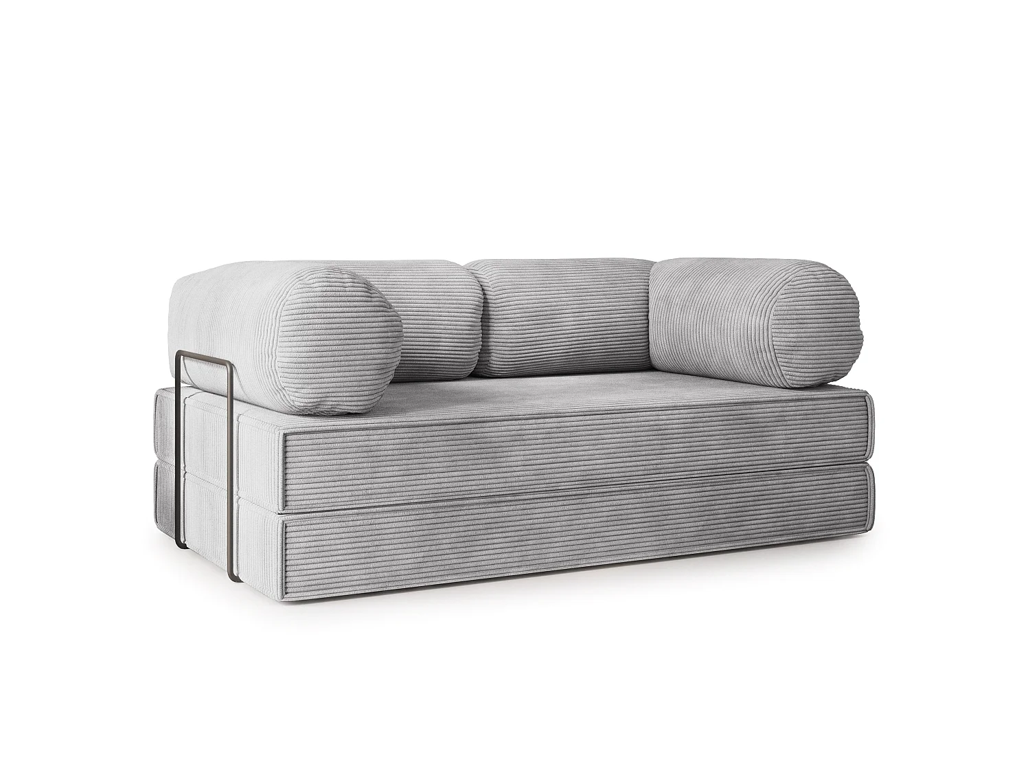 Canapé compressé ALVIO avec cadre métallique, Velours côtelé POSO, Gris clair
