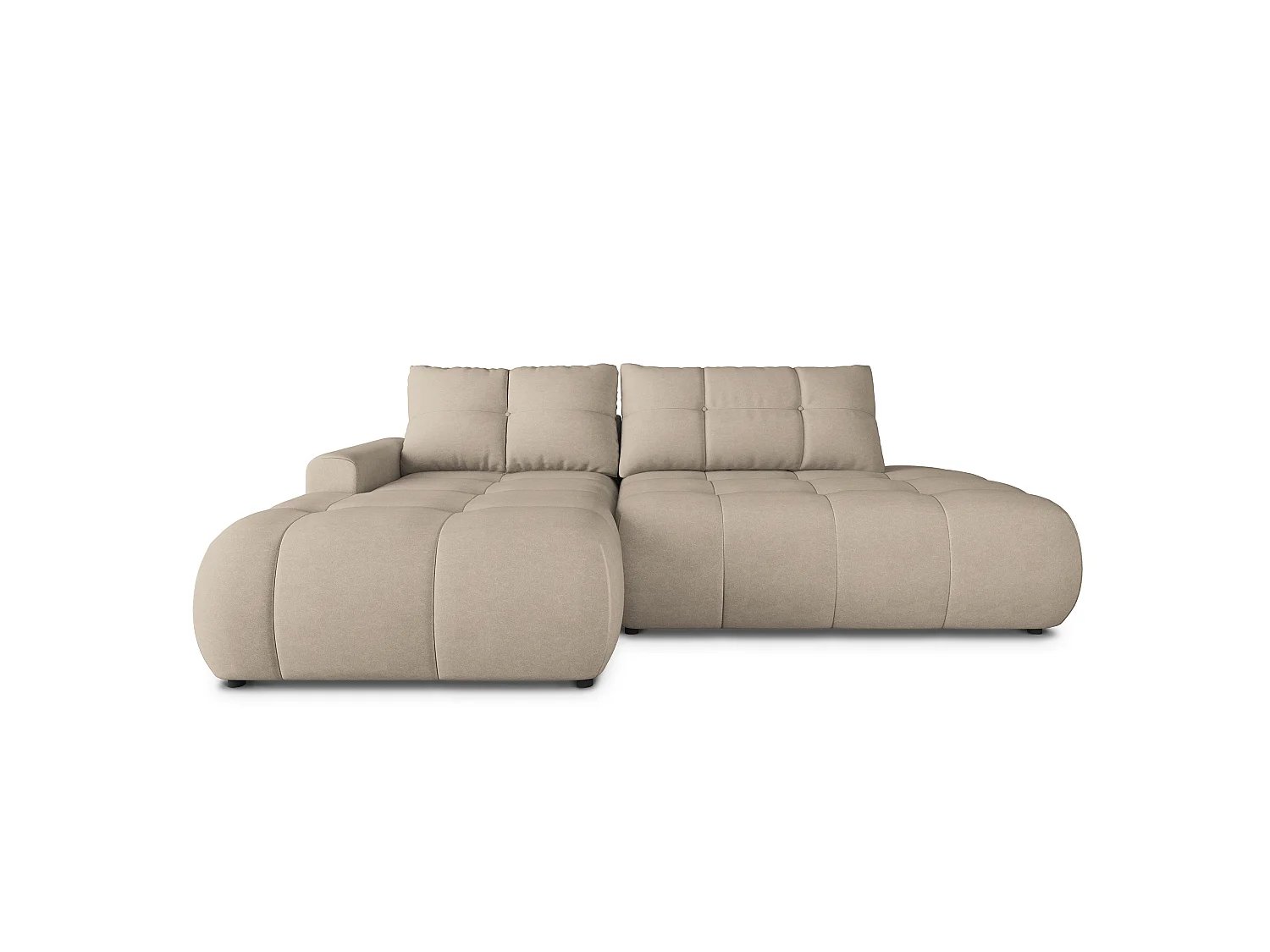 Hoekbank FLUMA, met slaapfunctie, Fluweelstof Beige