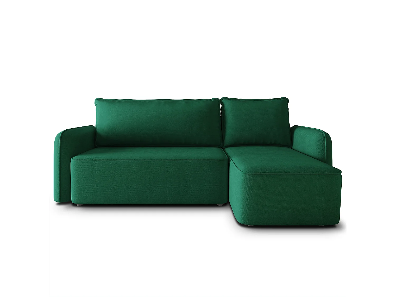 Hoekbank DOLVER, met slaapfunctie, Pluche stof Groen