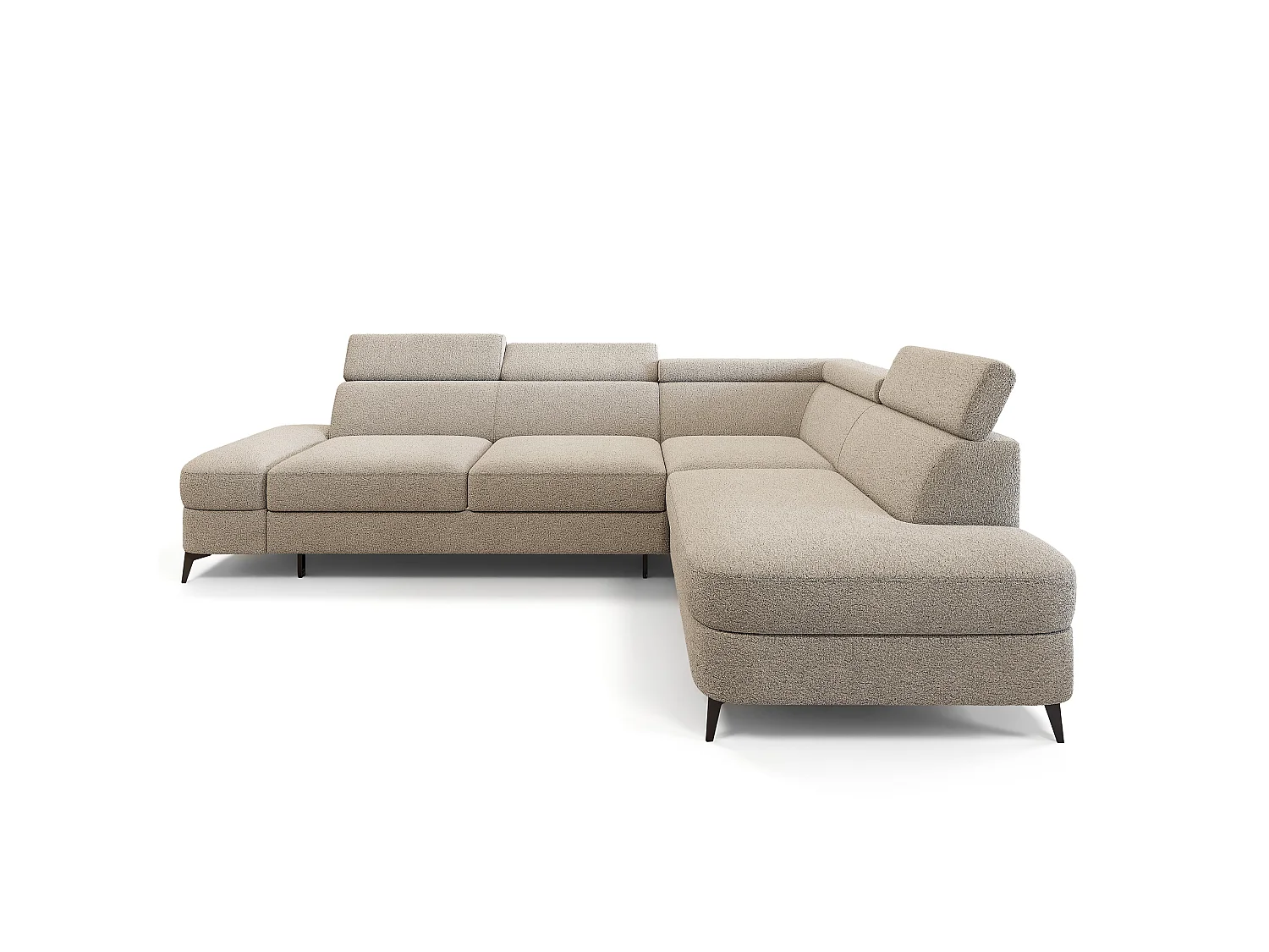 Hoekbank AVISE, met slaapfunctie, Boucléstof Beige