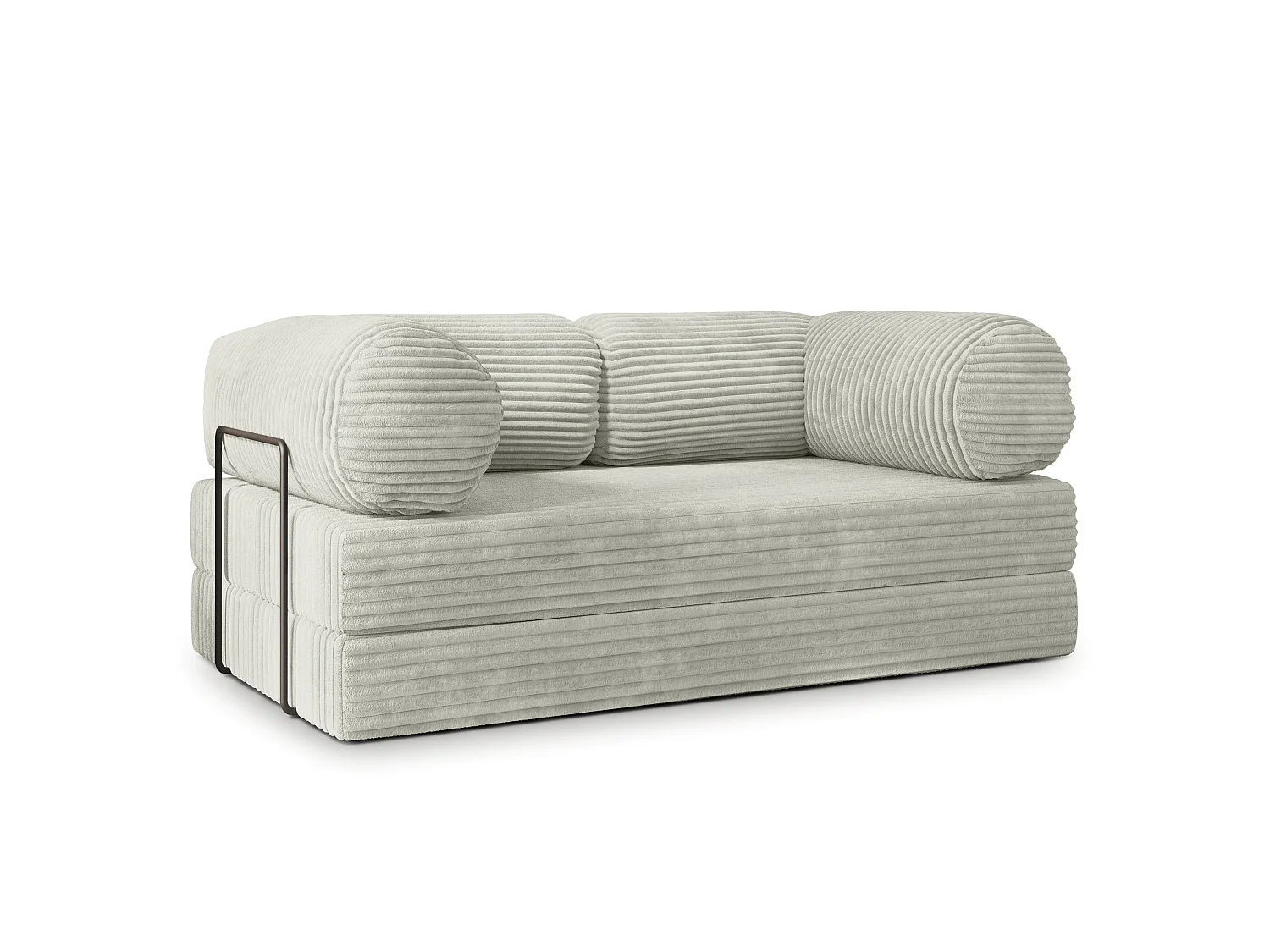 Canapé compressé ALVIO avec cadre métallique, Velours côtelé TILIA, Gris clair