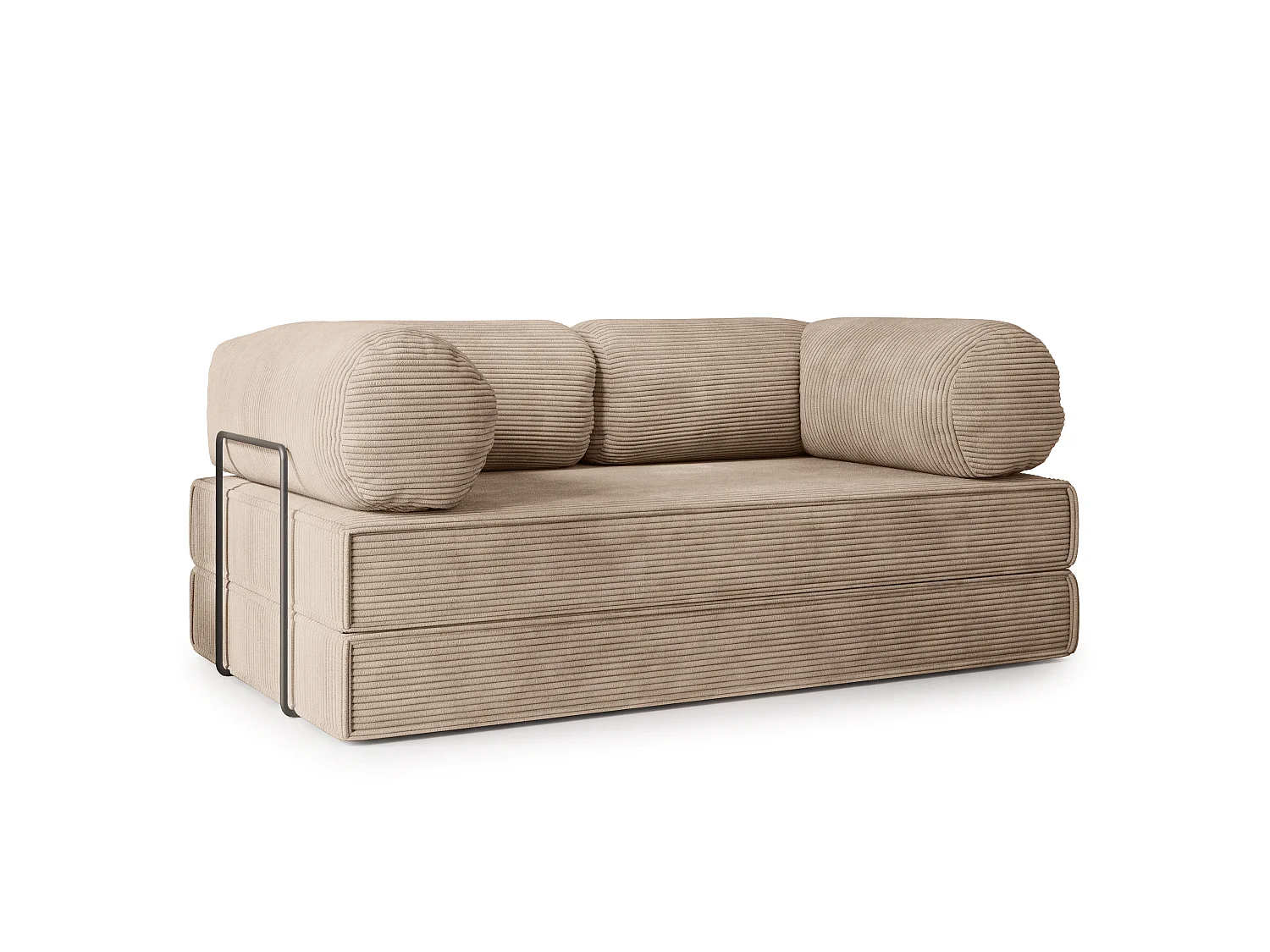 Canapé compressé ALVIO avec cadre métallique, Velours côtelé POSO, Beige