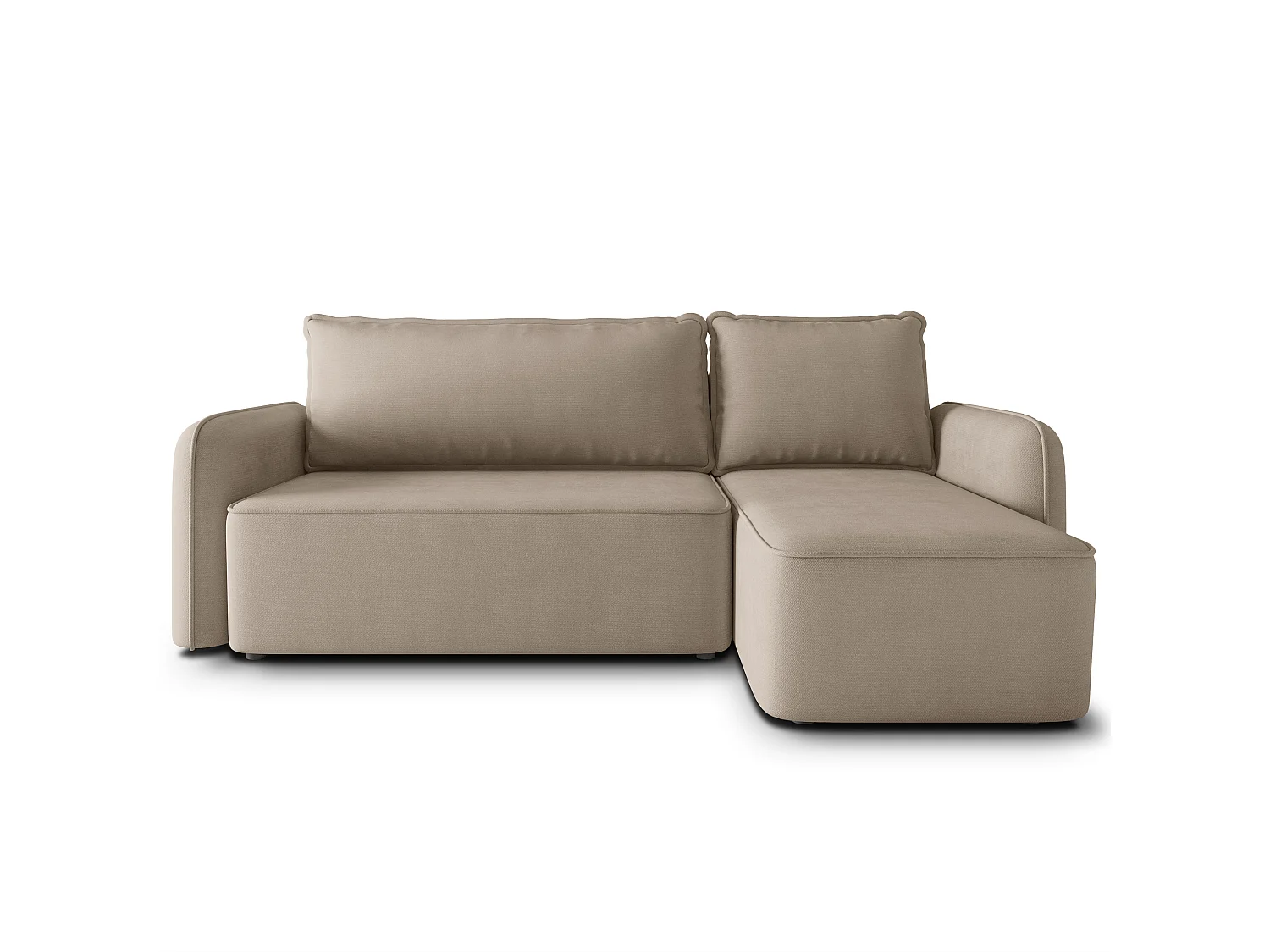 Hoekbank DOLVER, met slaapfunctie, Pluche stof Beige