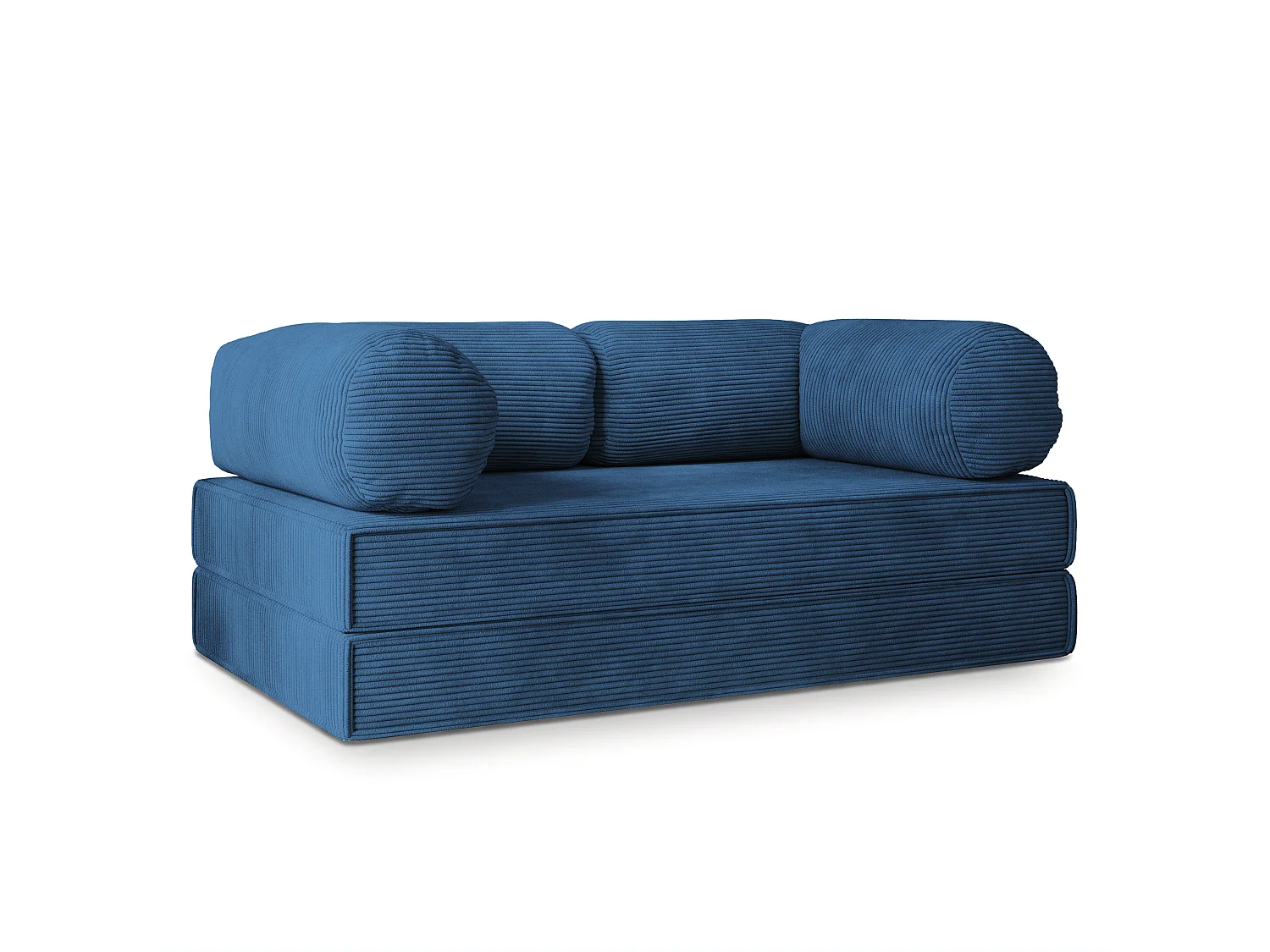 Canapé compressé ALVIO sans cadre métallique, Velours côtelé POSO, Bleu