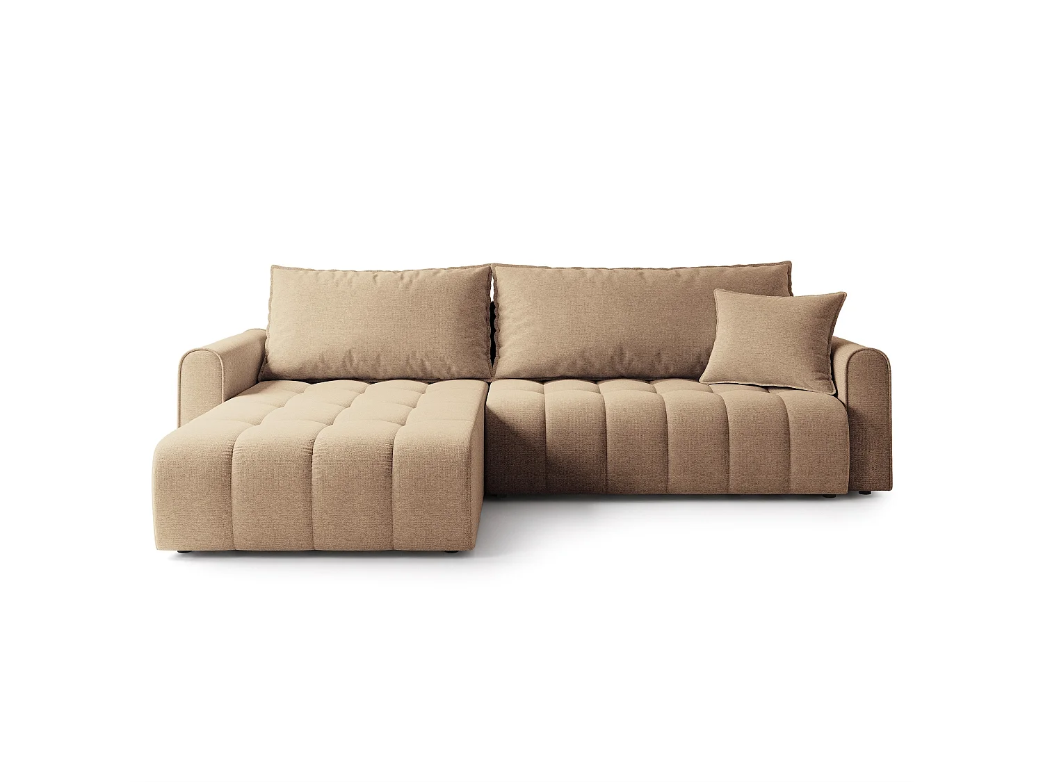 Hoekbank FRIGA, met slaapfunctie, Structuurstof Beige