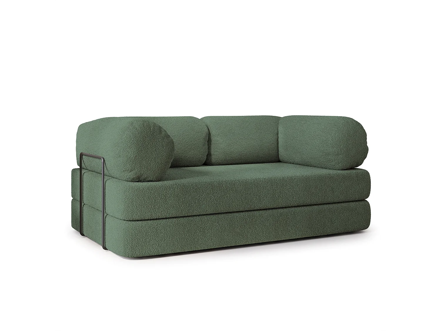 Canapé compressé EIREN avec cadre métallique, Tissu bouclé, Vert