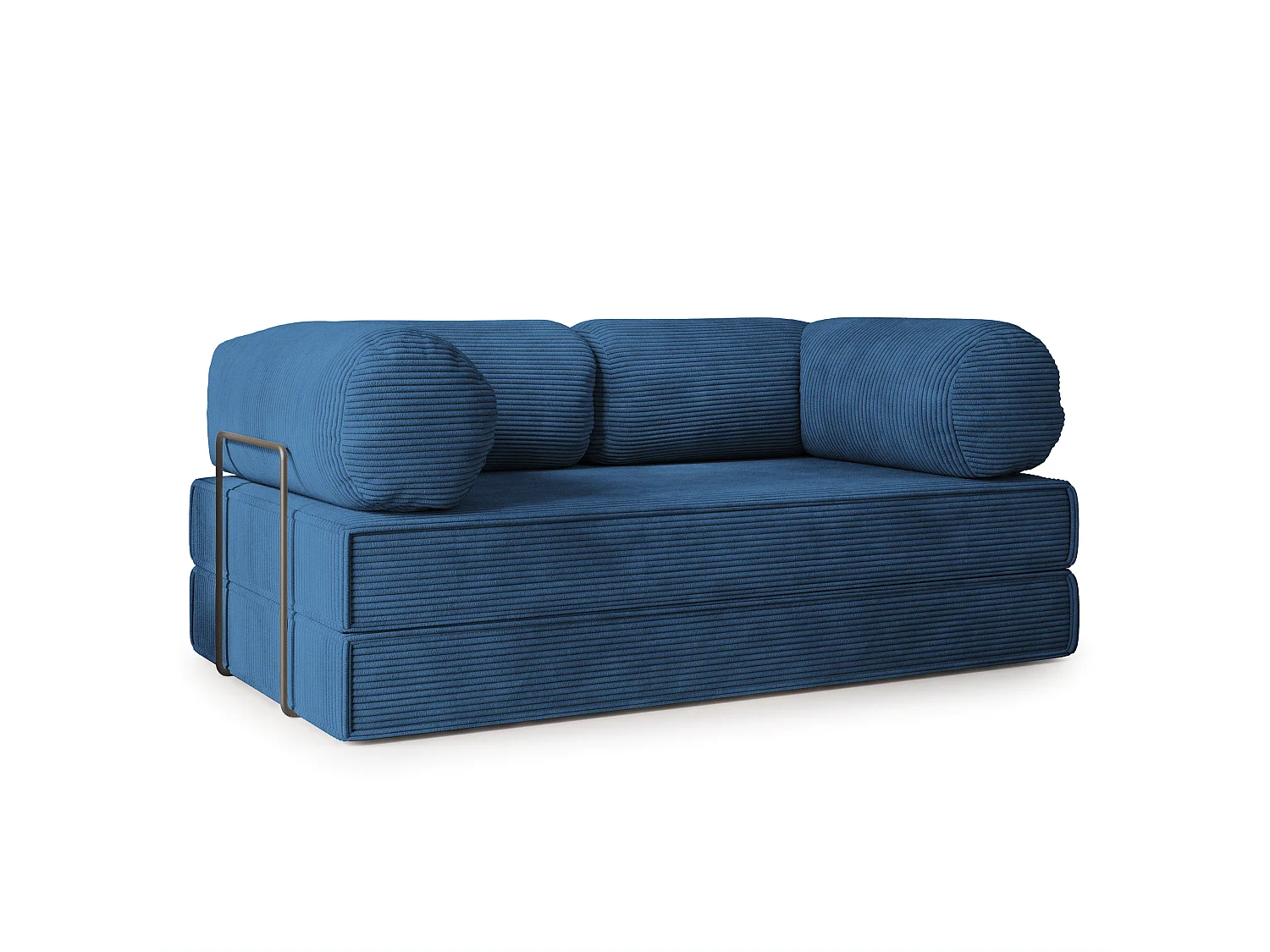 Canapé compressé ALVIO avec cadre métallique, Velours côtelé POSO, Bleu