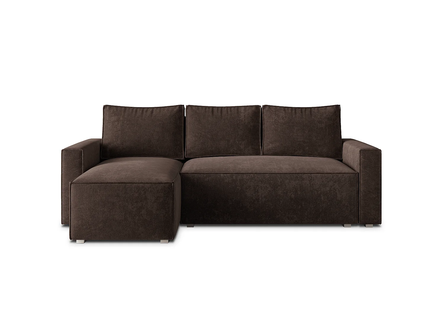 Hoekbank POTARO, met slaapfunctie, Chenille Bruin