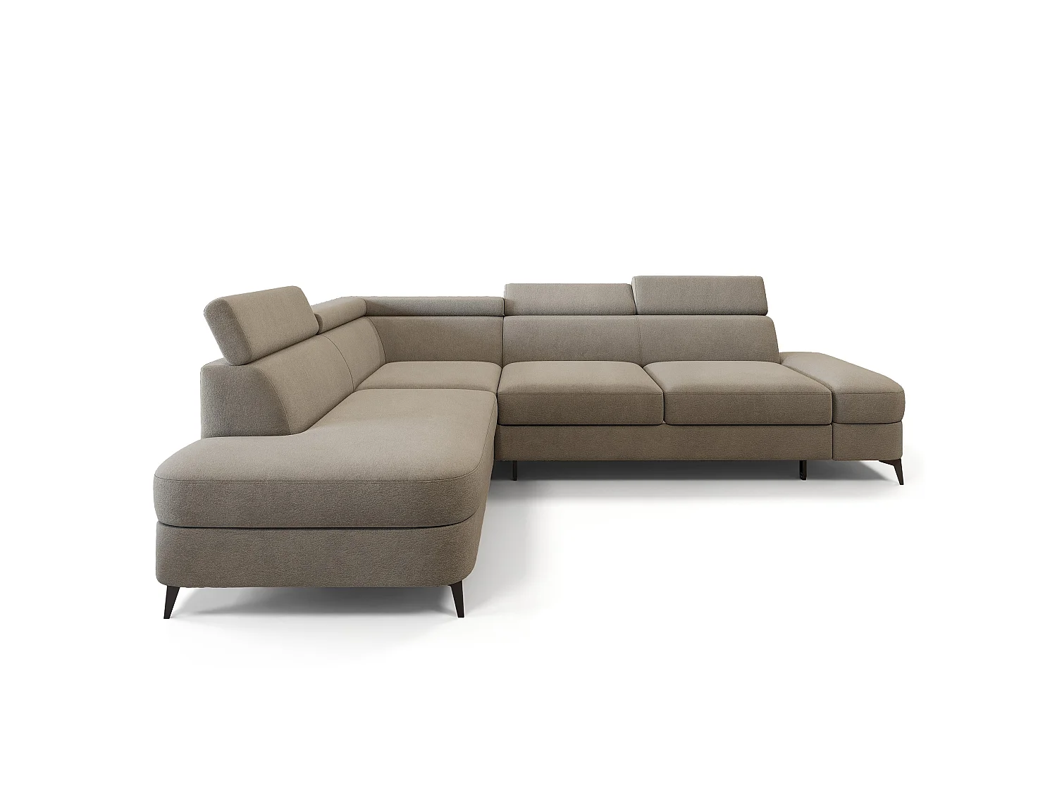 Hoekbank AVISE, met slaapfunctie, Veloursstof Beige