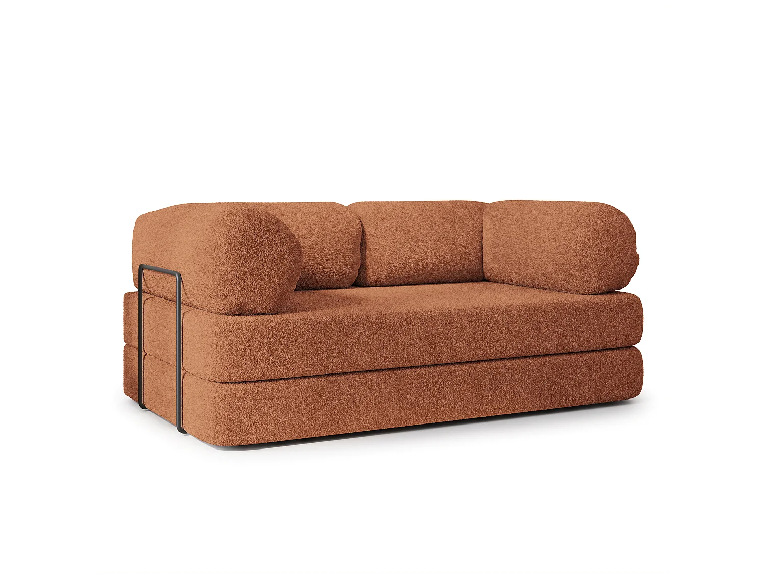 Canapé compressé EIREN avec cadre métallique, Tissu bouclé, Cuivré