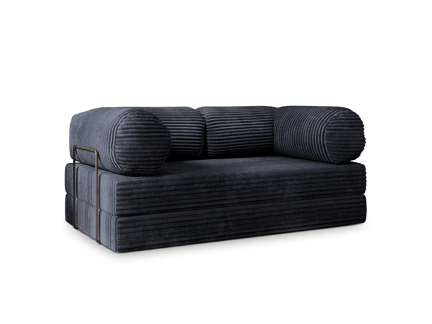 Canapé compressé ALVIO avec cadre métallique, Velours côtelé TILIA, Noir