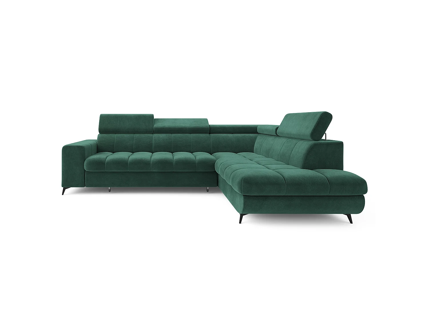 Hoekbank MORIVA, met slaapfunctie, Veloursstof Groen