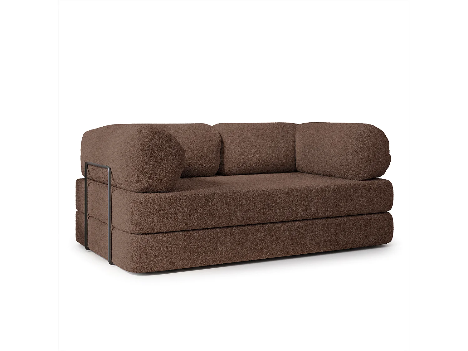 Canapé compressé EIREN avec cadre métallique, Tissu bouclé, Marron